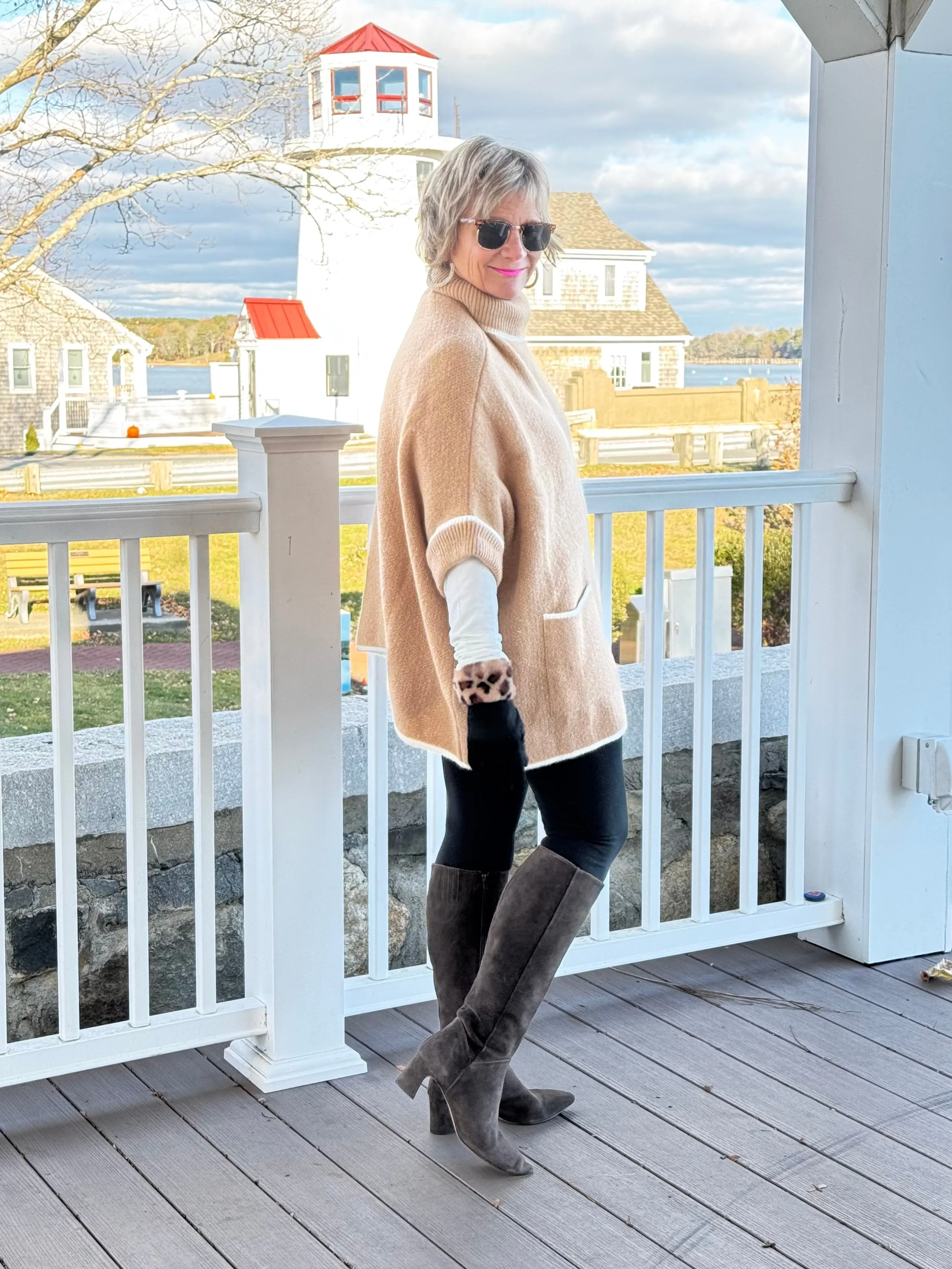 🐢 Cozy Turtle Camel Neck Poncho with Arm Holes