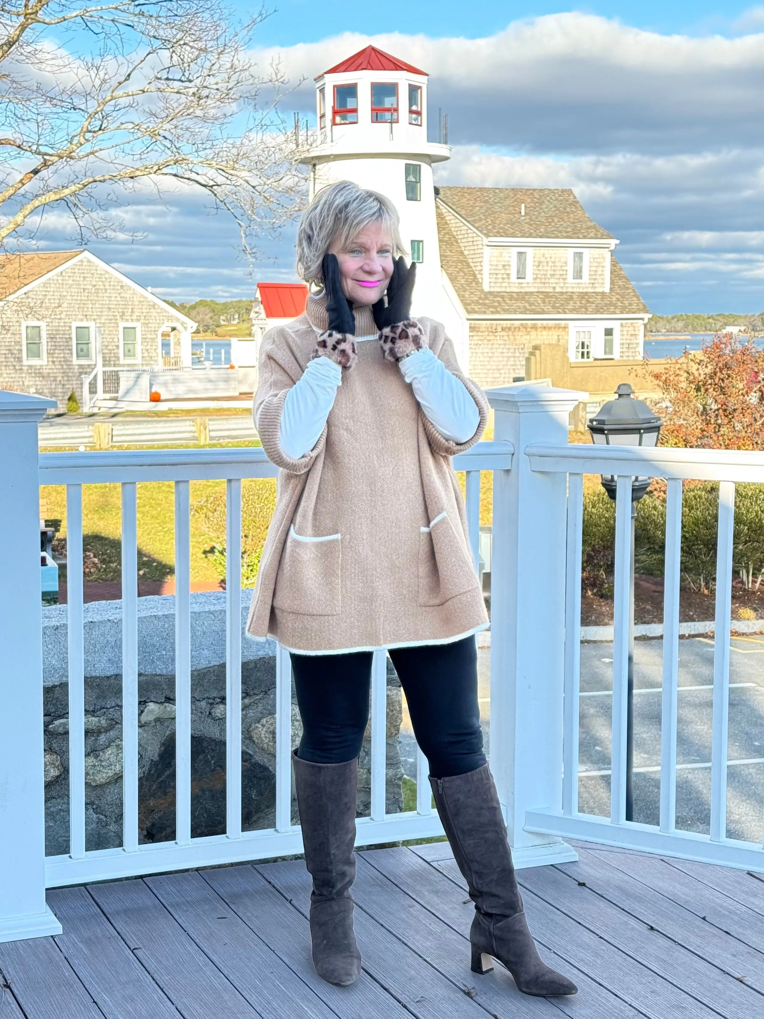 🐢 Cozy Turtle Camel Neck Poncho with Arm Holes