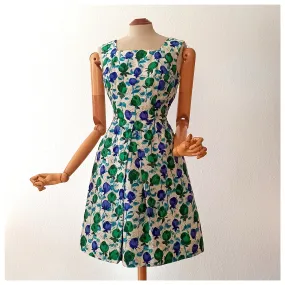 1950s 1960s - Stunning Roseprint Silk Dress - W26 (66cm)