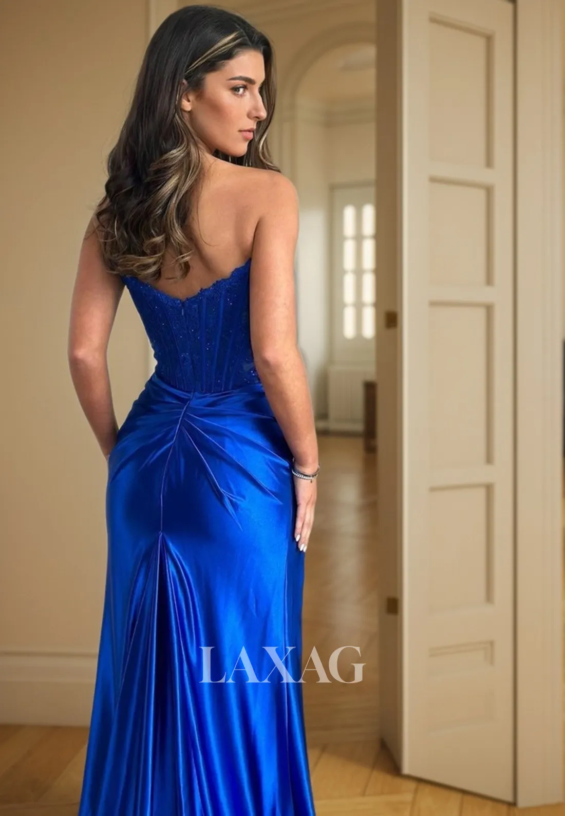 23184 - Sexy Strapless High Slit Party Prom Formal Evening Dress with Train