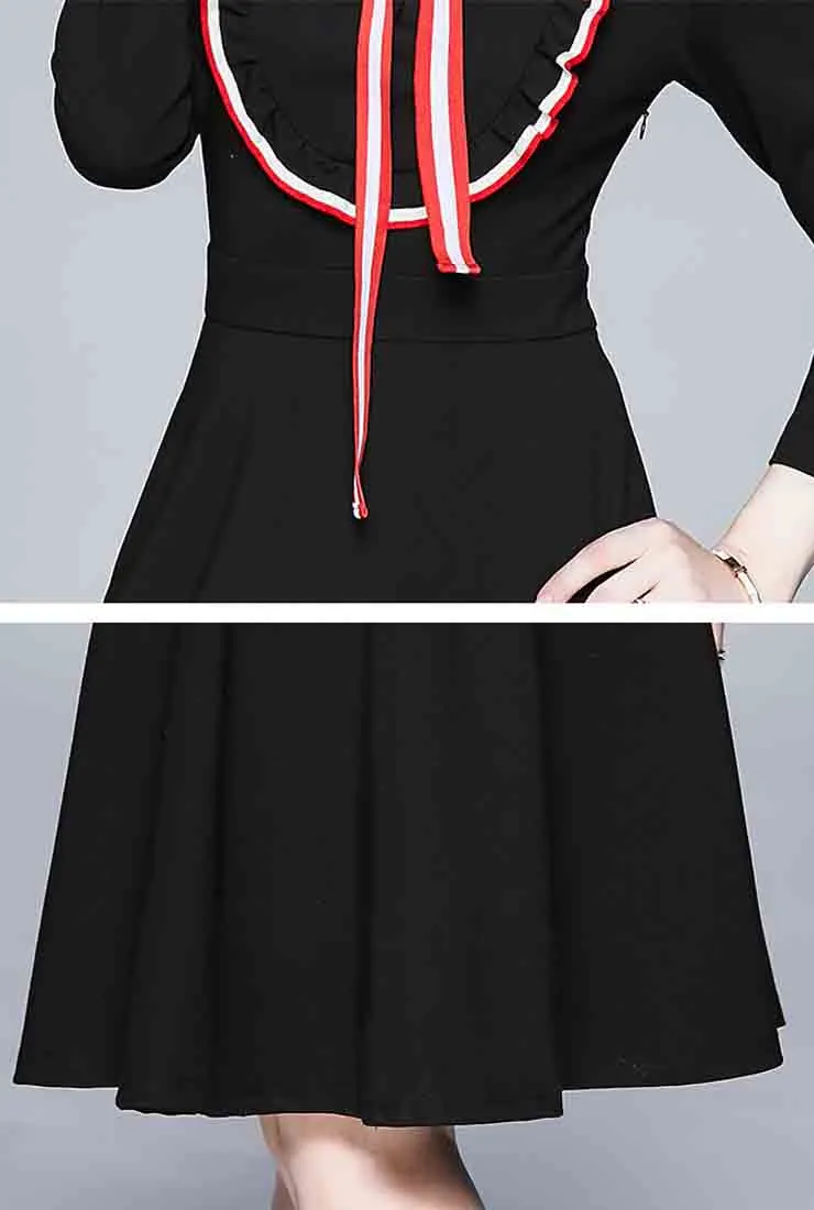 A-line Slim-fit Midi Dress With Ruffled