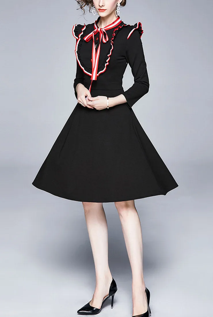 A-line Slim-fit Midi Dress With Ruffled