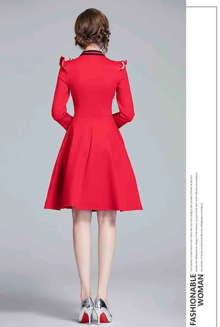 A-line Slim-fit Midi Dress With Ruffled