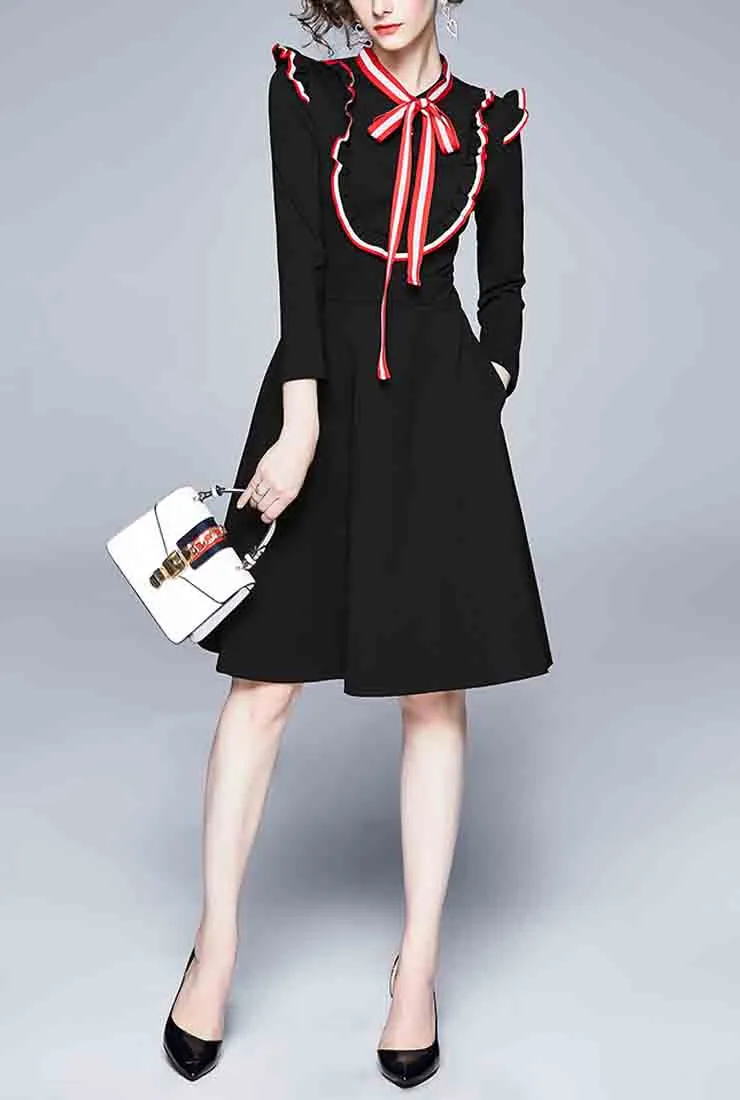 A-line Slim-fit Midi Dress With Ruffled