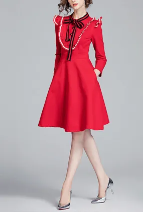 A-line Slim-fit Midi Dress With Ruffled