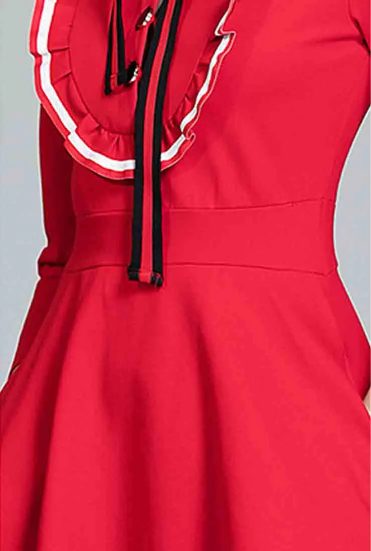 A-line Slim-fit Midi Dress With Ruffled