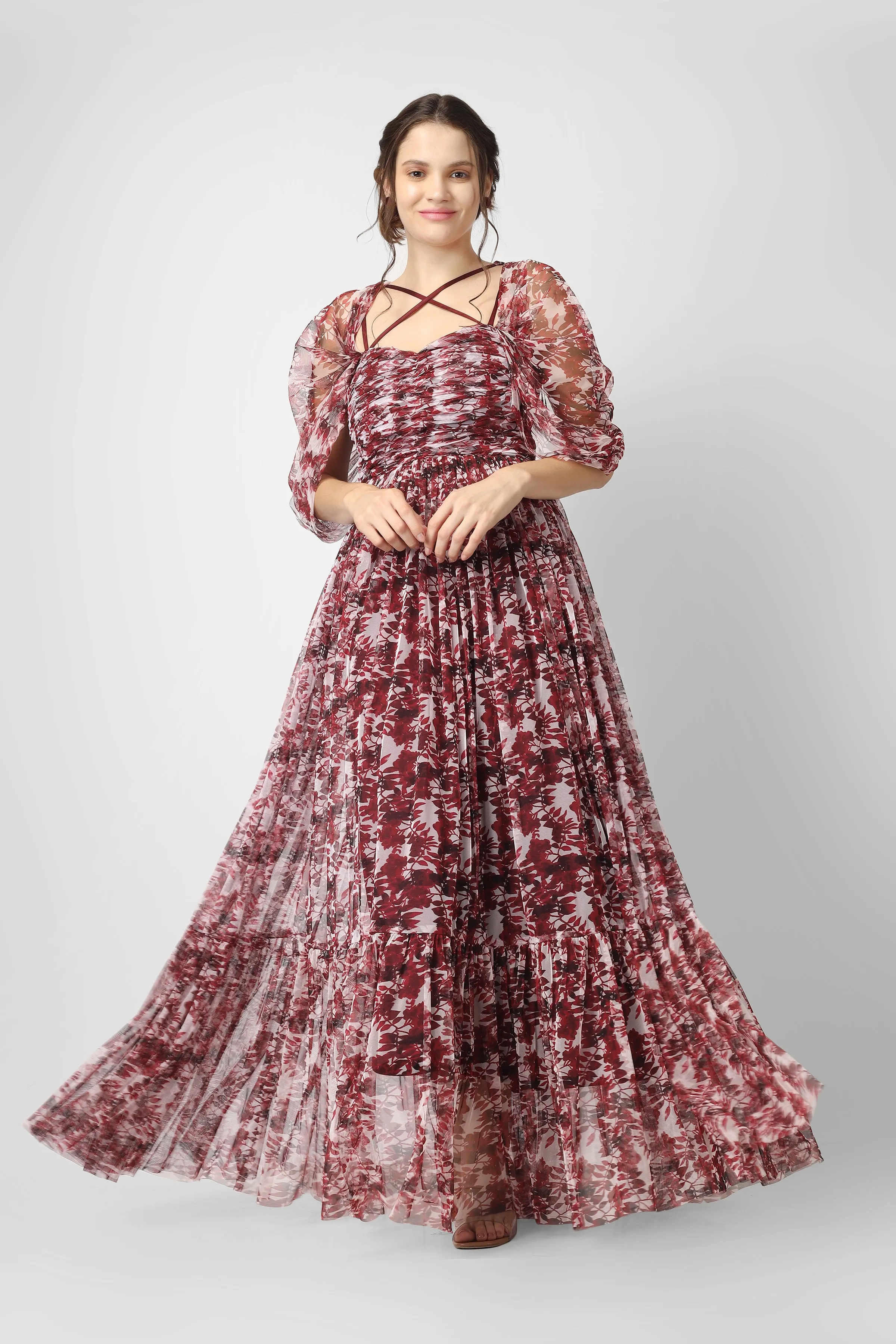 Alicia Maxi in Burgundy Print