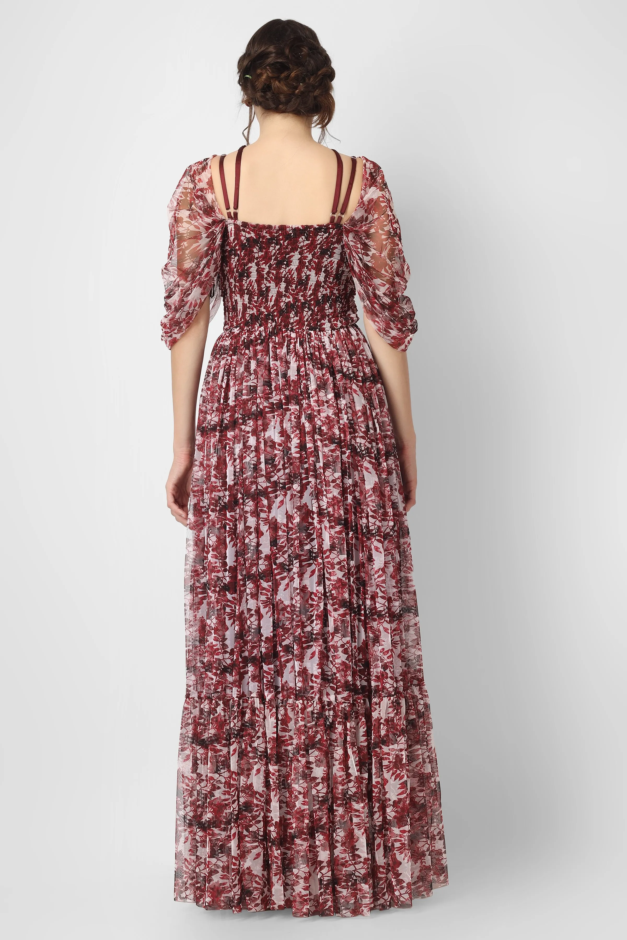 Alicia Maxi in Burgundy Print