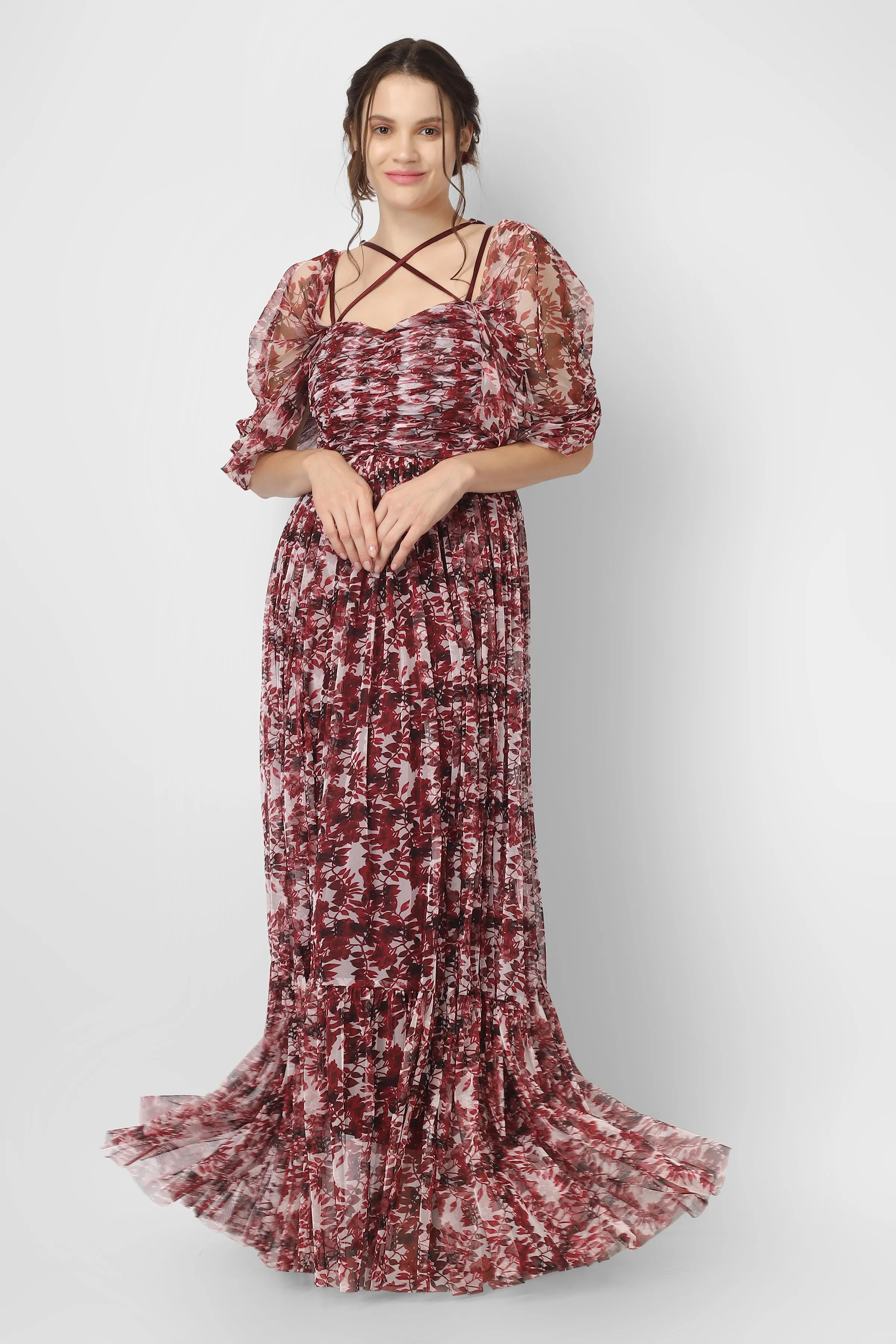 Alicia Maxi in Burgundy Print