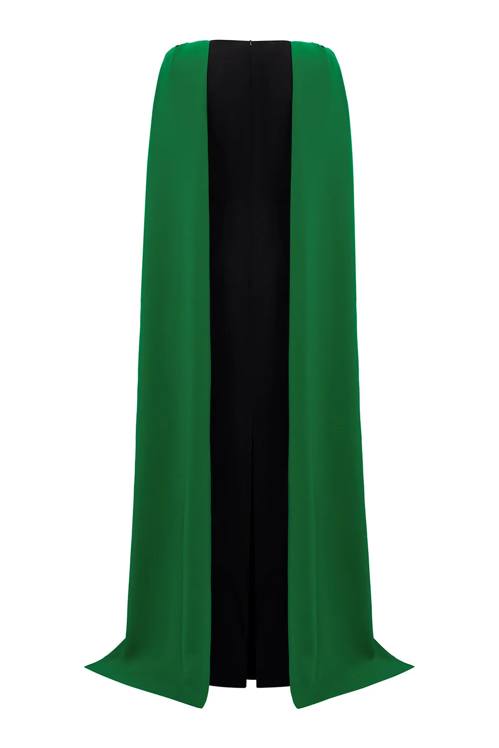 Autumn Cape V-Neck Crepe Floor Length Dress