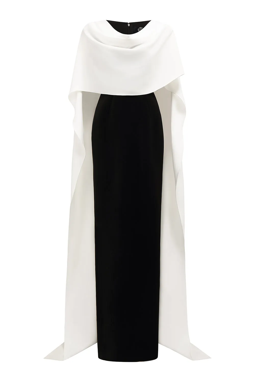 Autumn Cape V-Neck Crepe Floor Length Dress