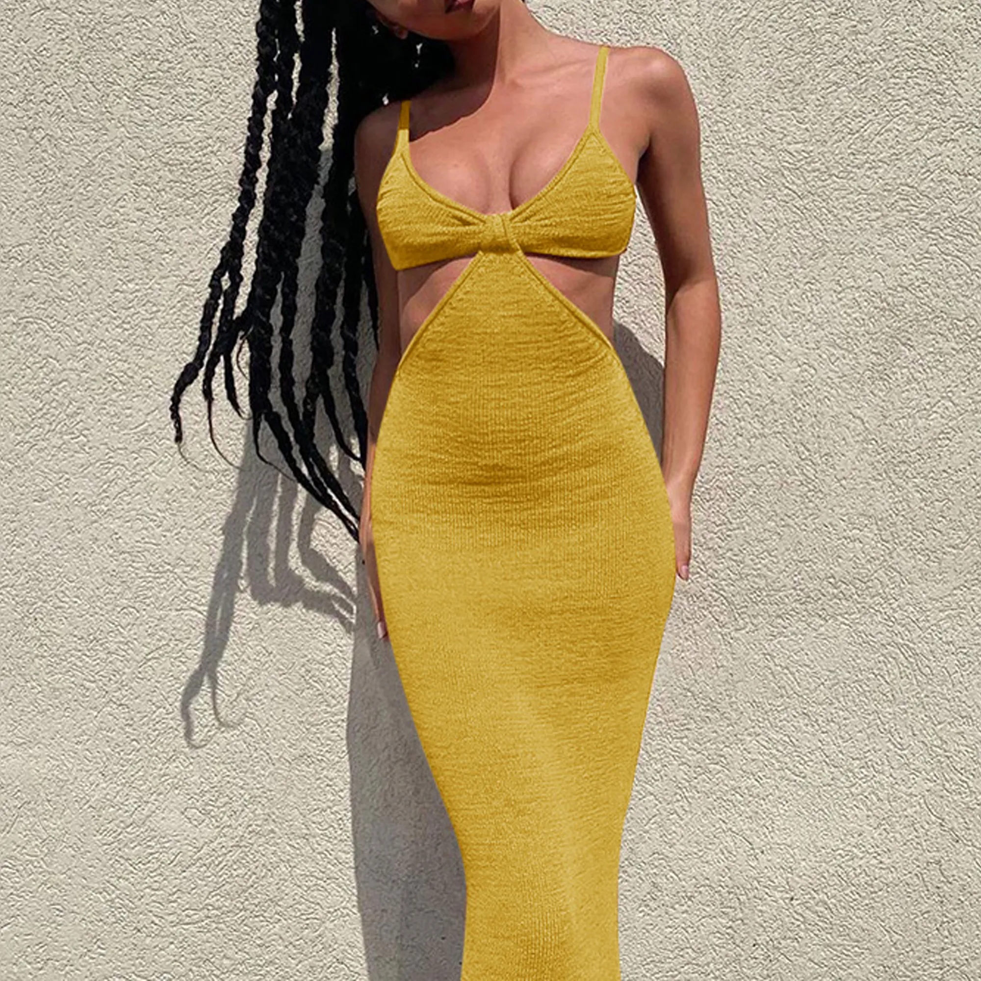 Backless Bodycon Knitted Maxi Dresses