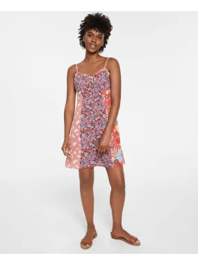 BAR III DRESSES Womens Orange Adjustable Zippered Floral Sleeveless Sweetheart Neckline Above The Knee Shift Dress
