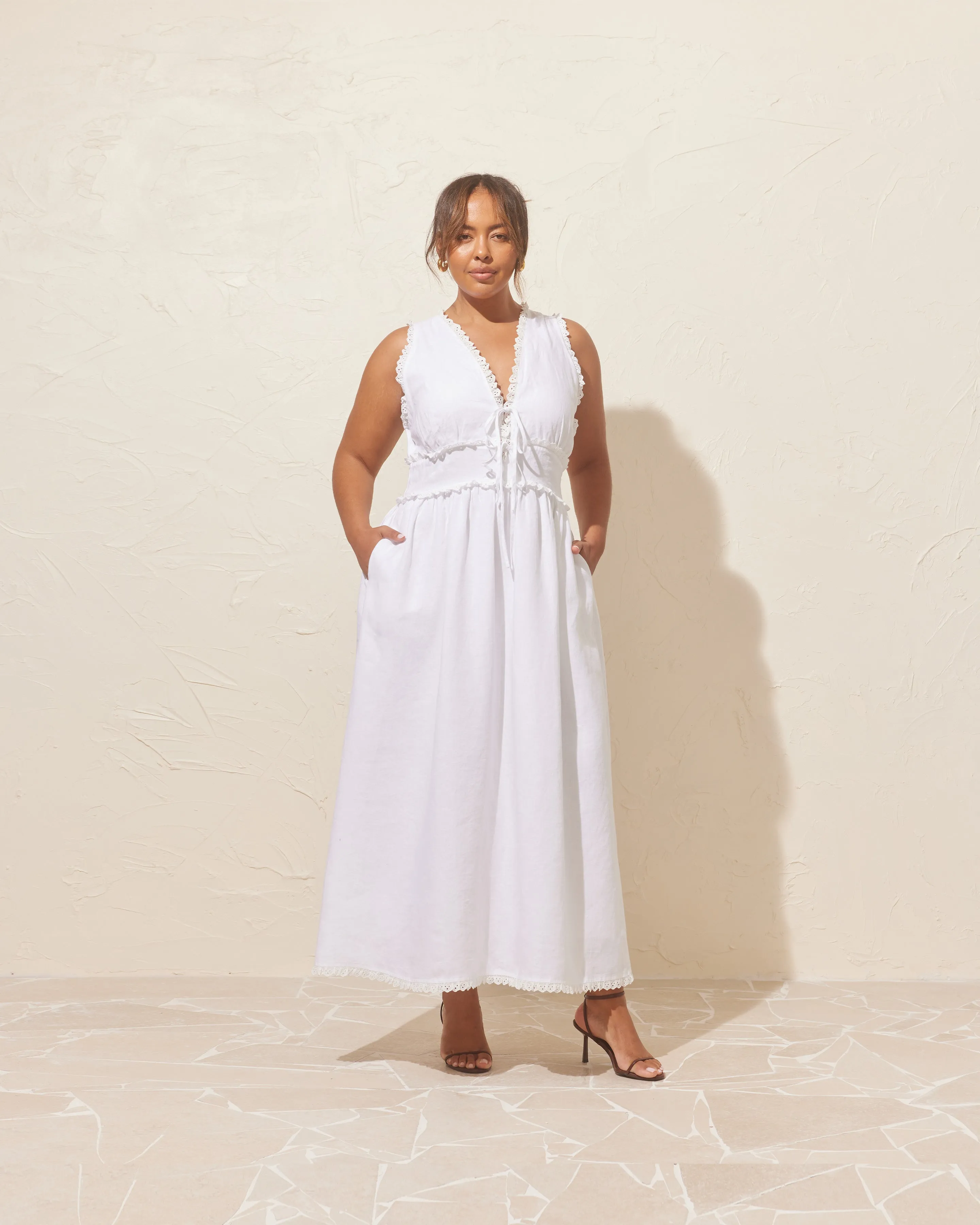 BENNY TIE DRESS WHITE
