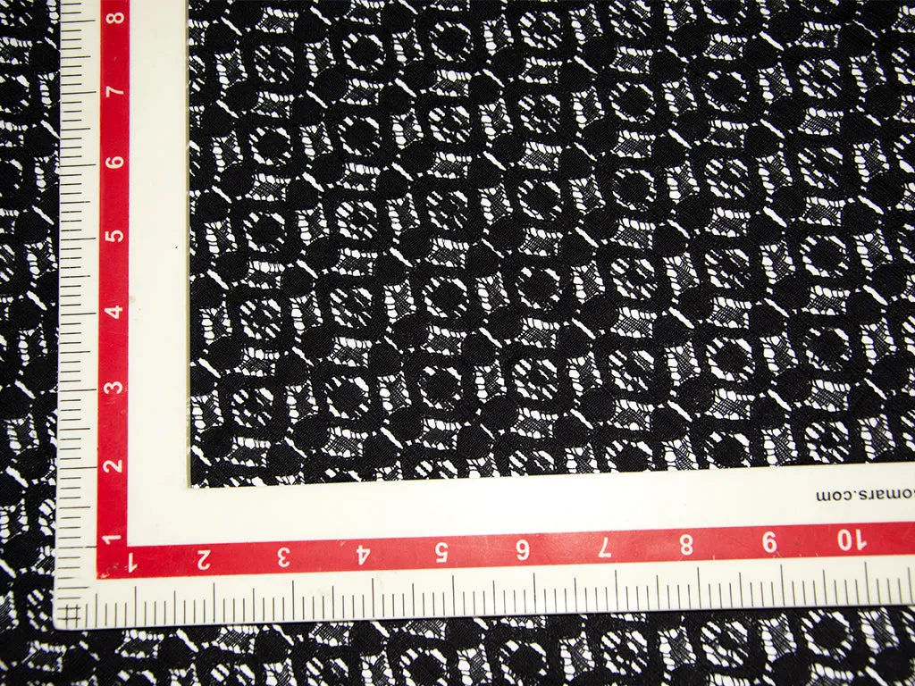 Black Geometric Design Cotton Net Fabric