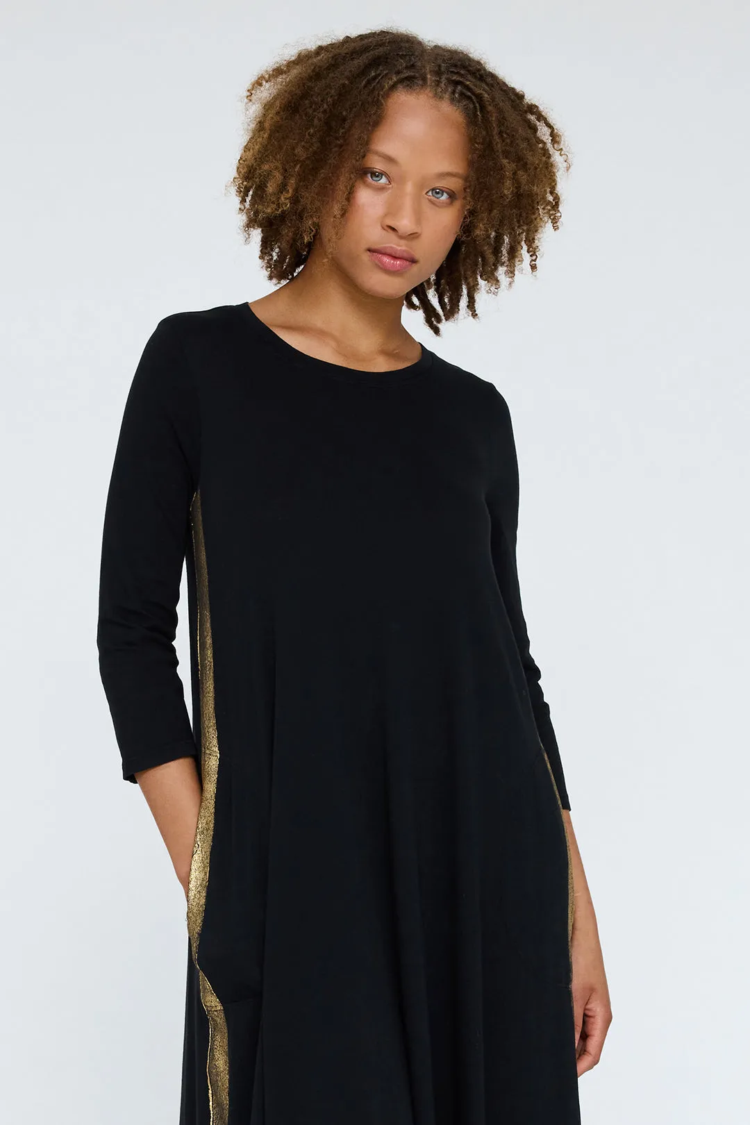 Black Gold Stripe Drama Maxi