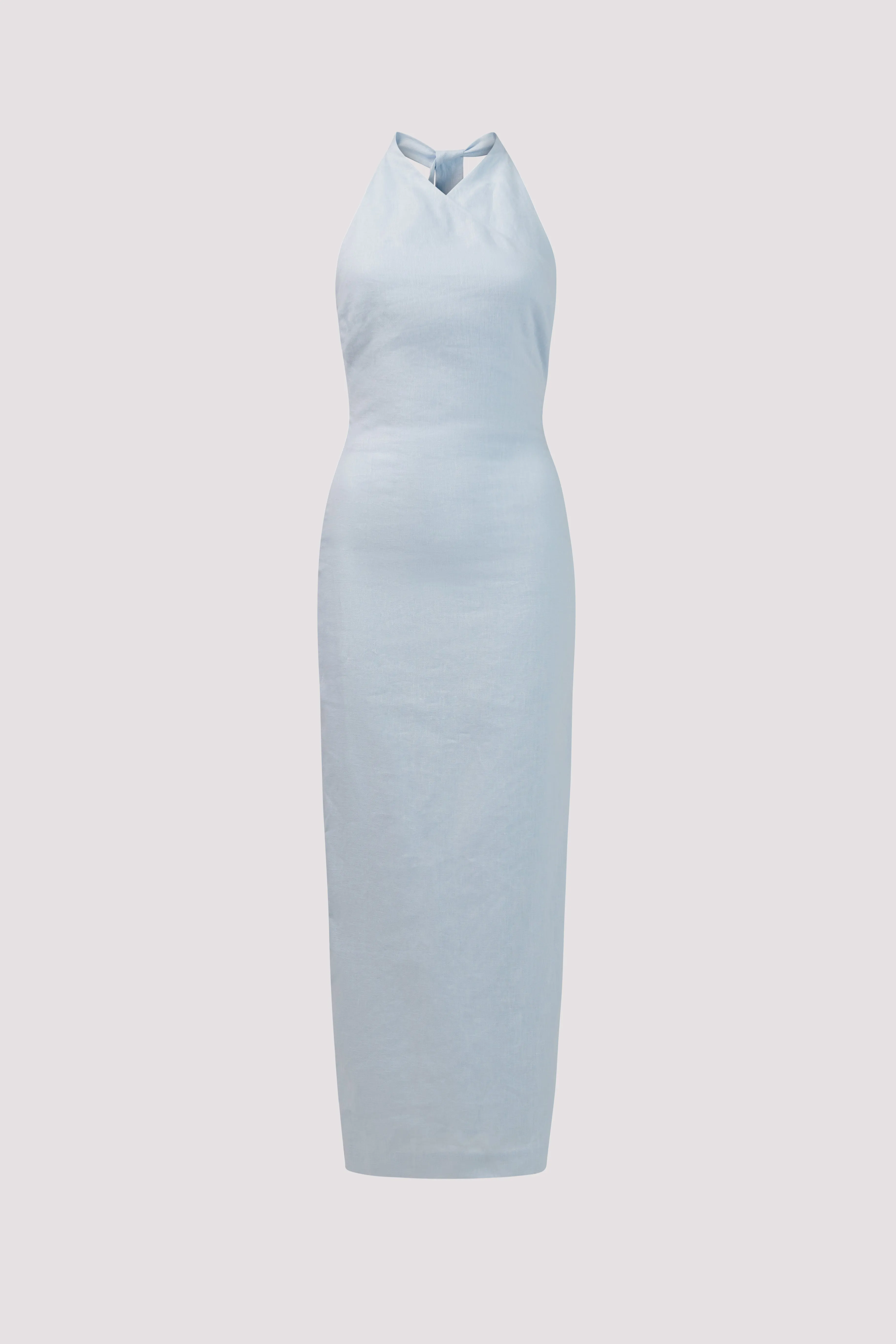 Blue Iris Halter Linen Midi Dress