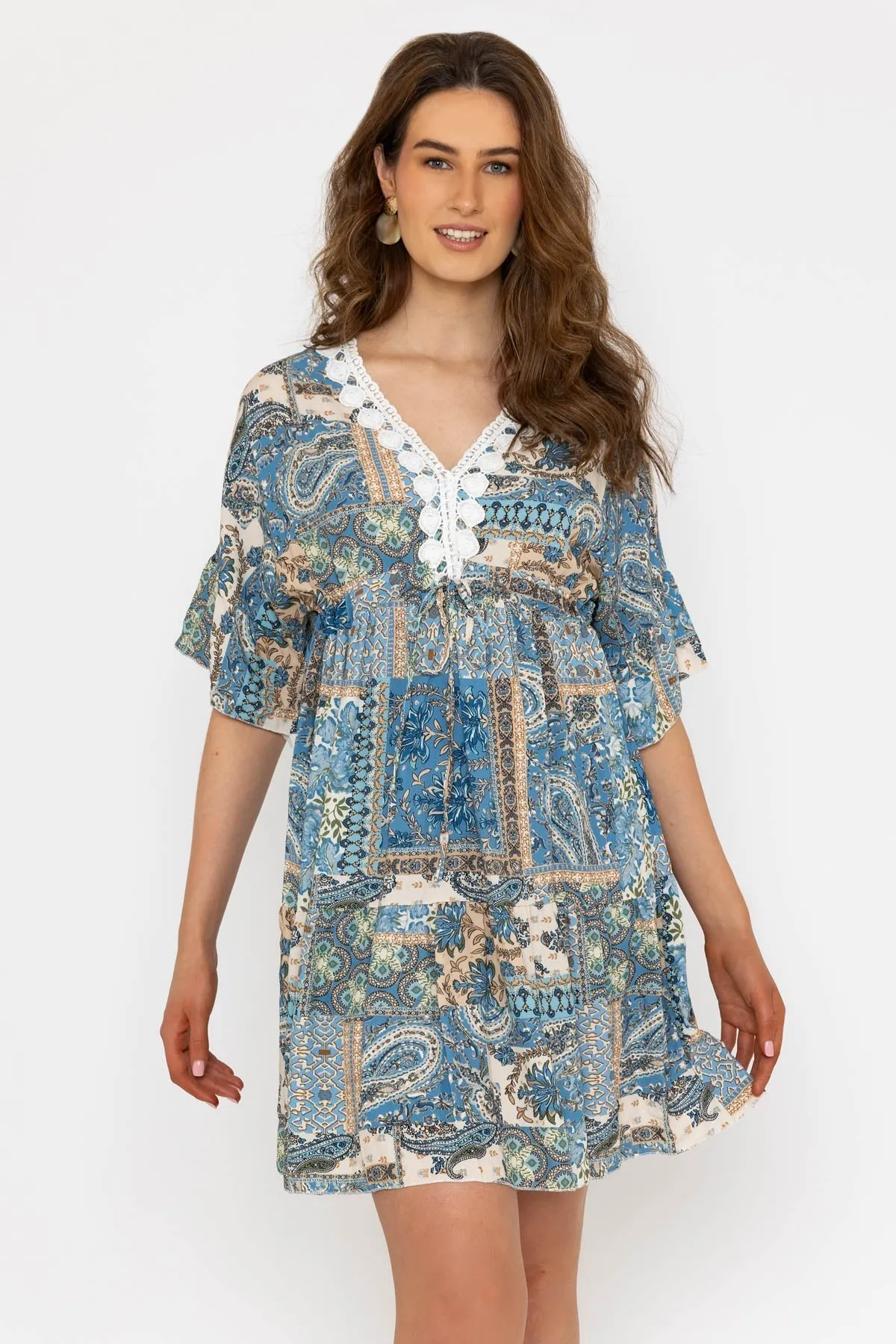 Blue Short Boho Dress