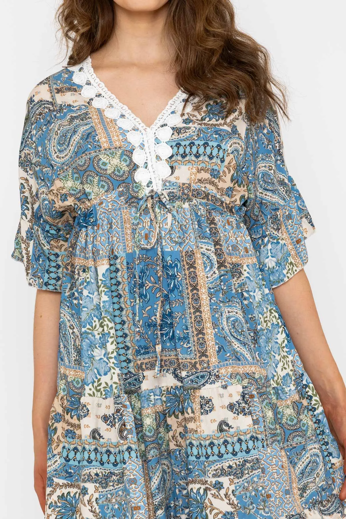 Blue Short Boho Dress