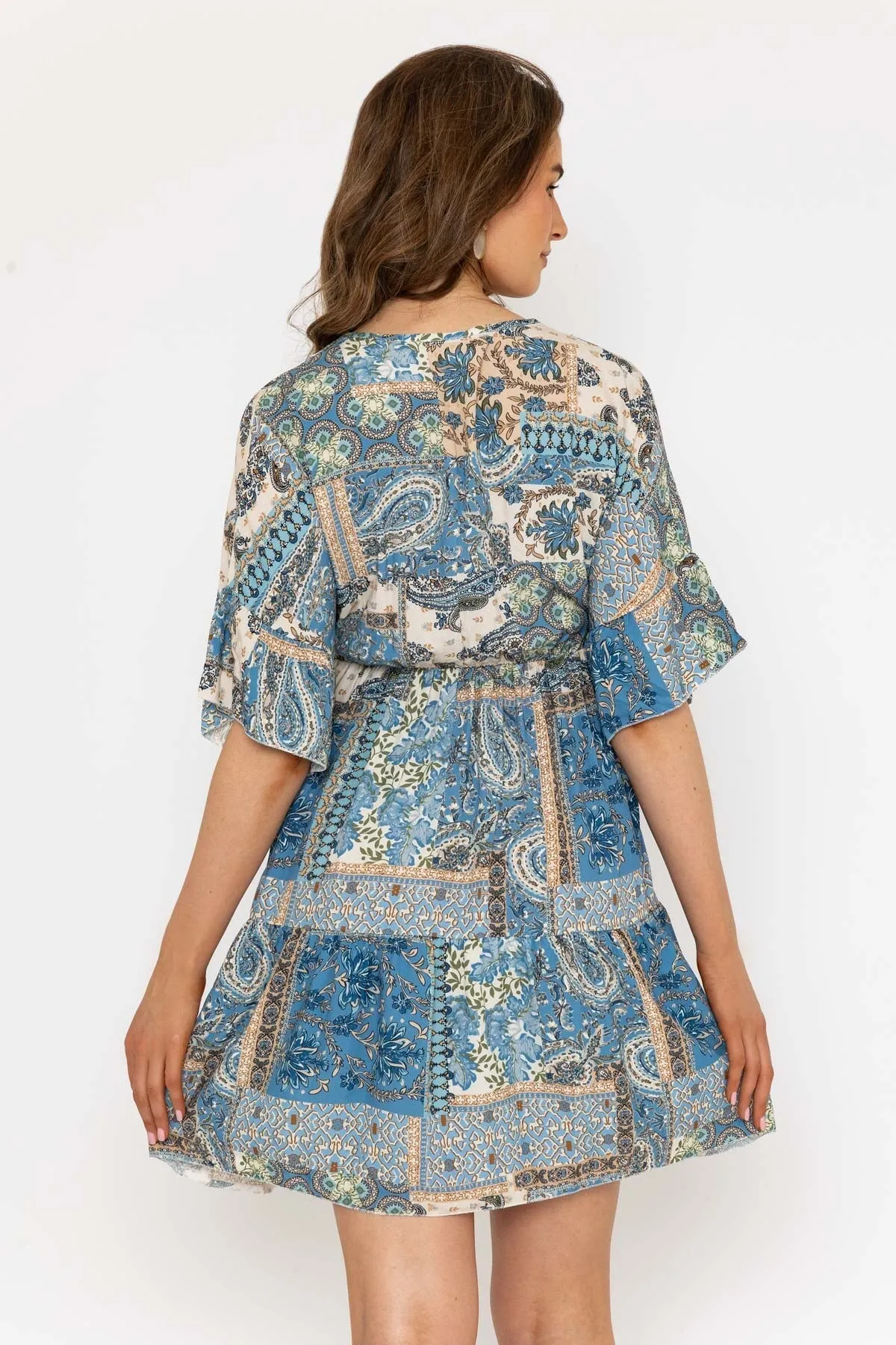 Blue Short Boho Dress