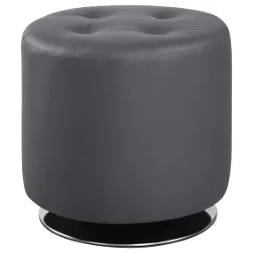 Bowman Round Upholstered Ottoman Grey
