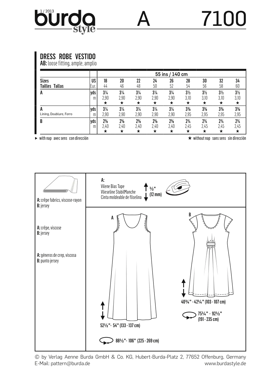 Burda 7100 Sundress Pattern