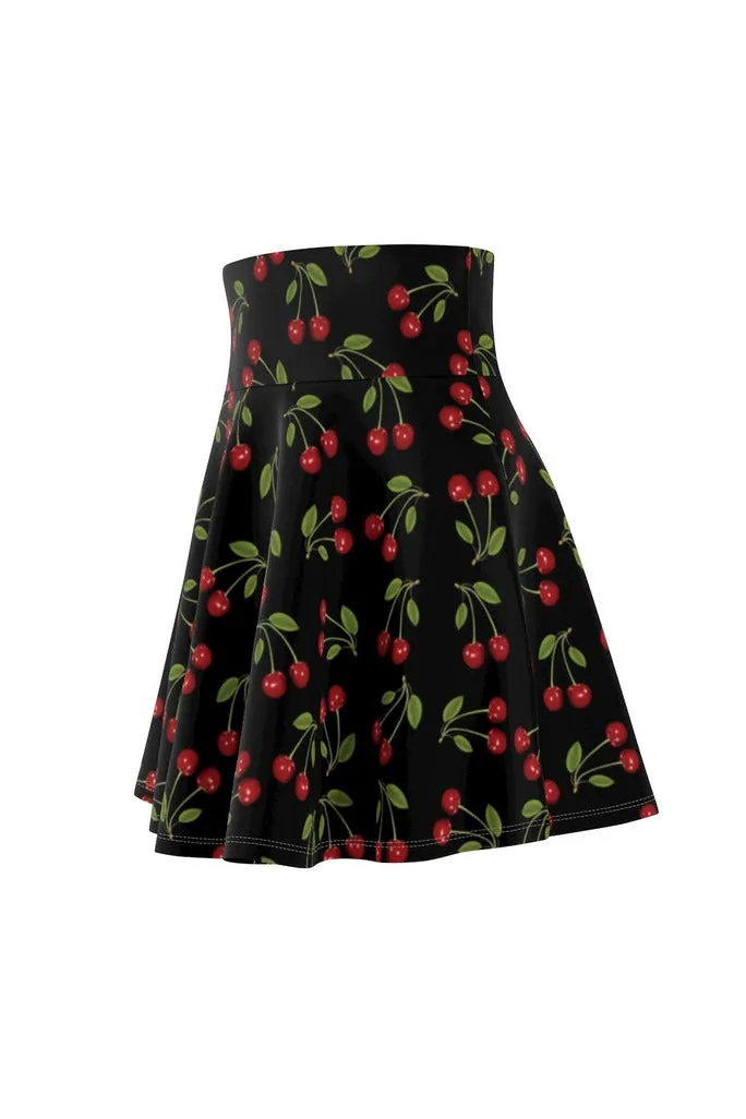 Cherry Print Women's Skater Skirt