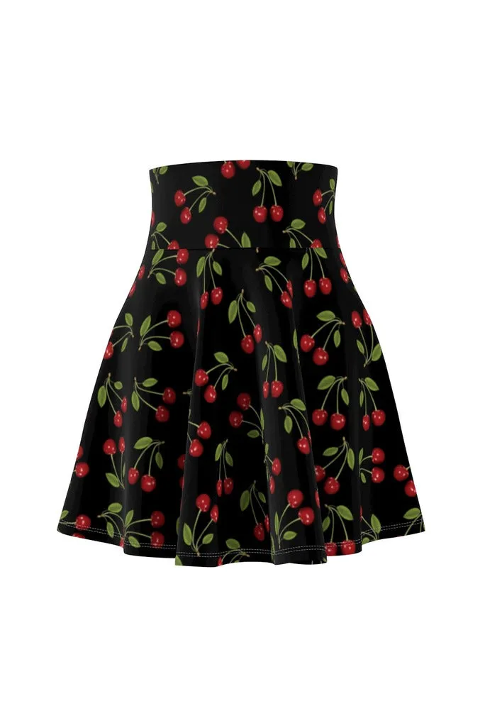 Cherry Print Women's Skater Skirt