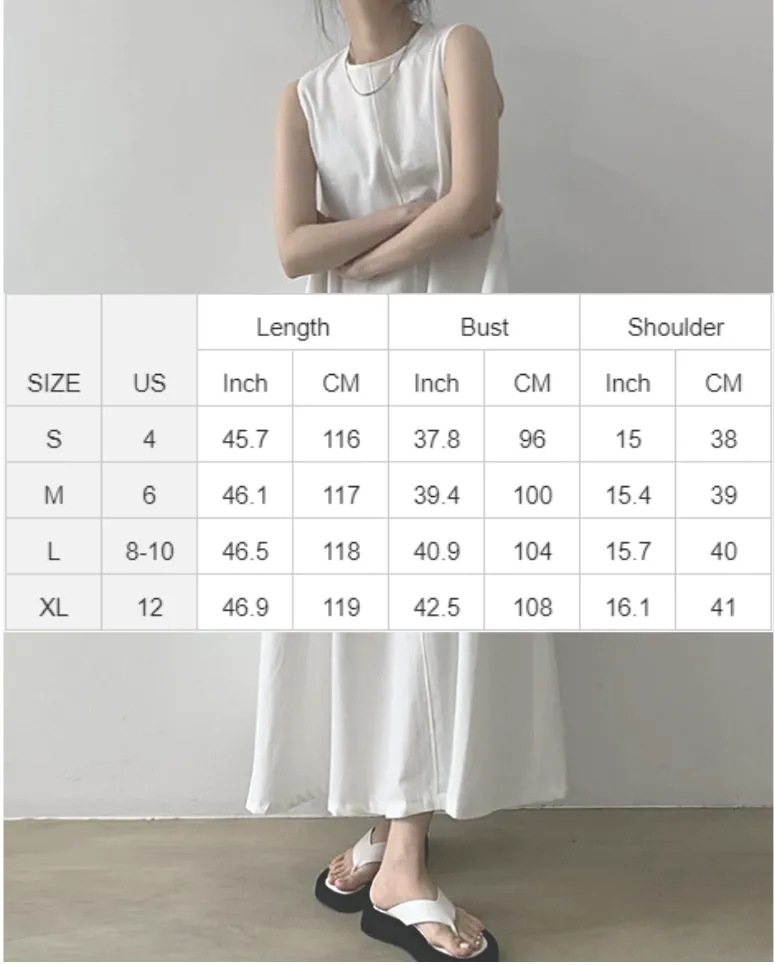 Chic Loose Fit Tank Dress Casual Sleeveless Midi Dresses