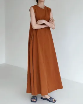 Chic Loose Fit Tank Dress Casual Sleeveless Midi Dresses