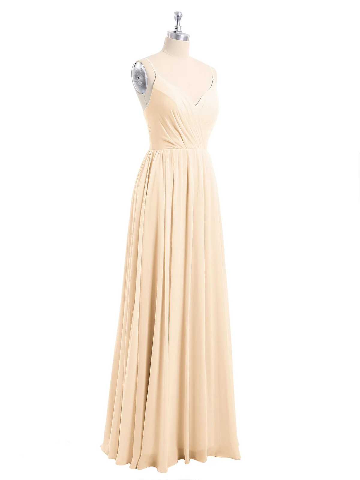 Chiffon Bridesmaid Dresses with Spaghetti Straps-Peach