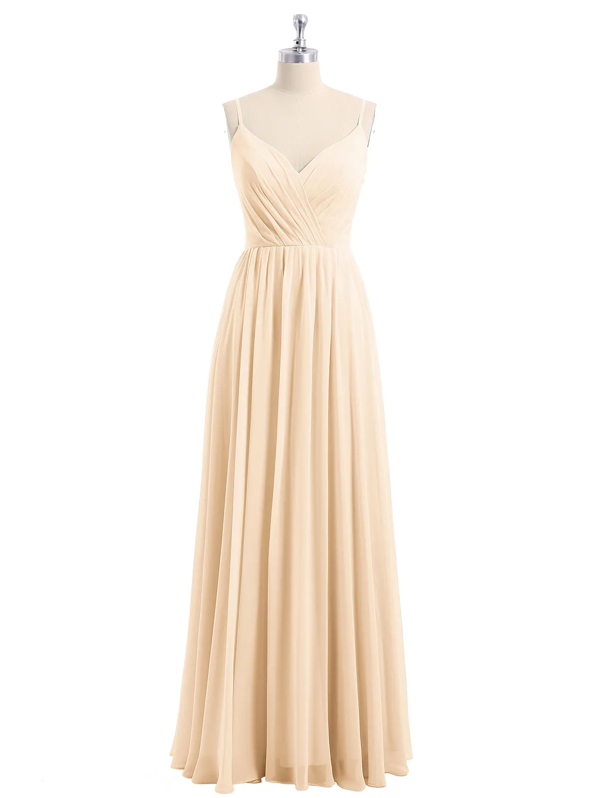 Chiffon Bridesmaid Dresses with Spaghetti Straps-Peach