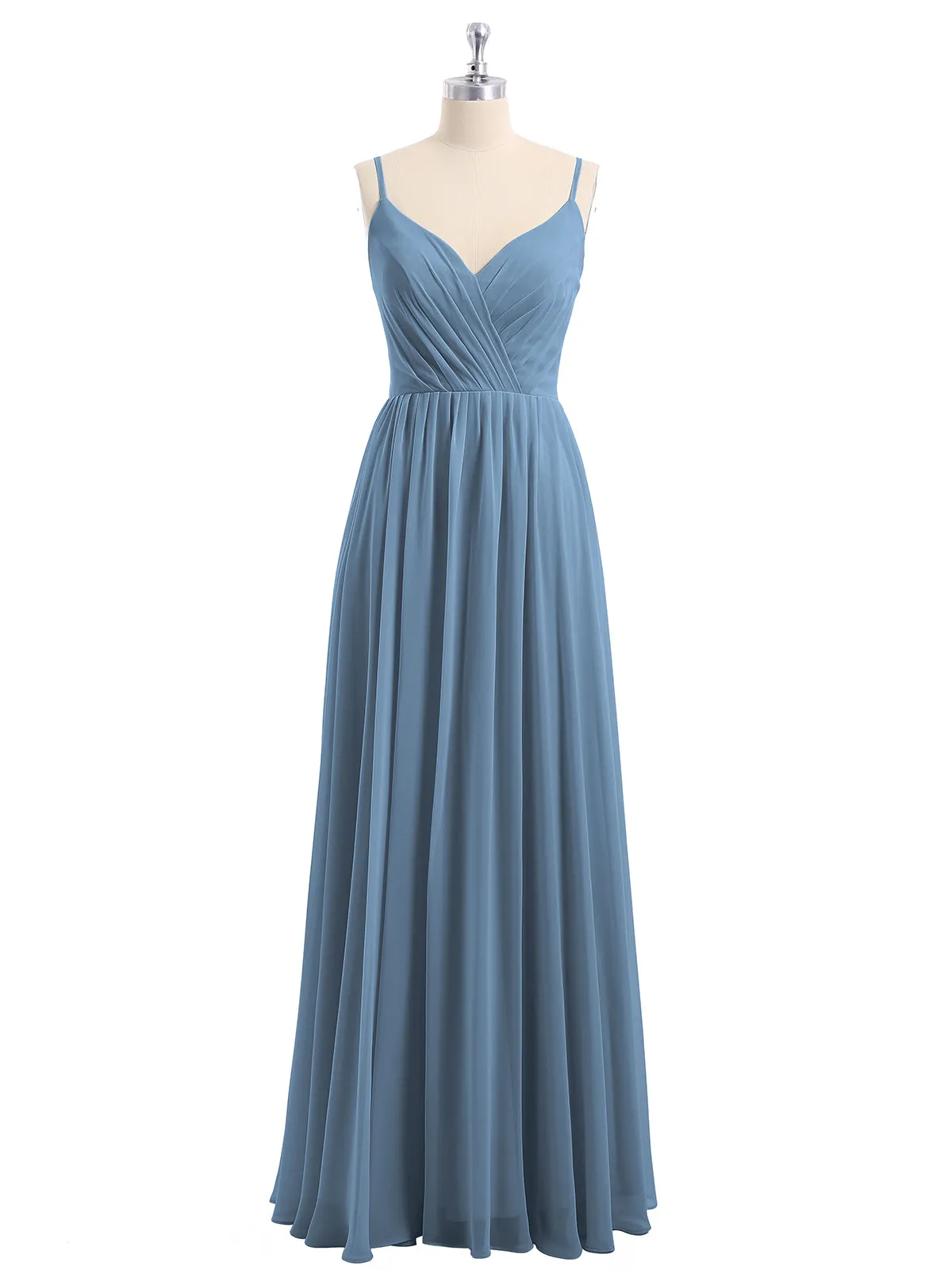 Chiffon Bridesmaid Dresses with Spaghetti Straps-Slate Blue Plus Size