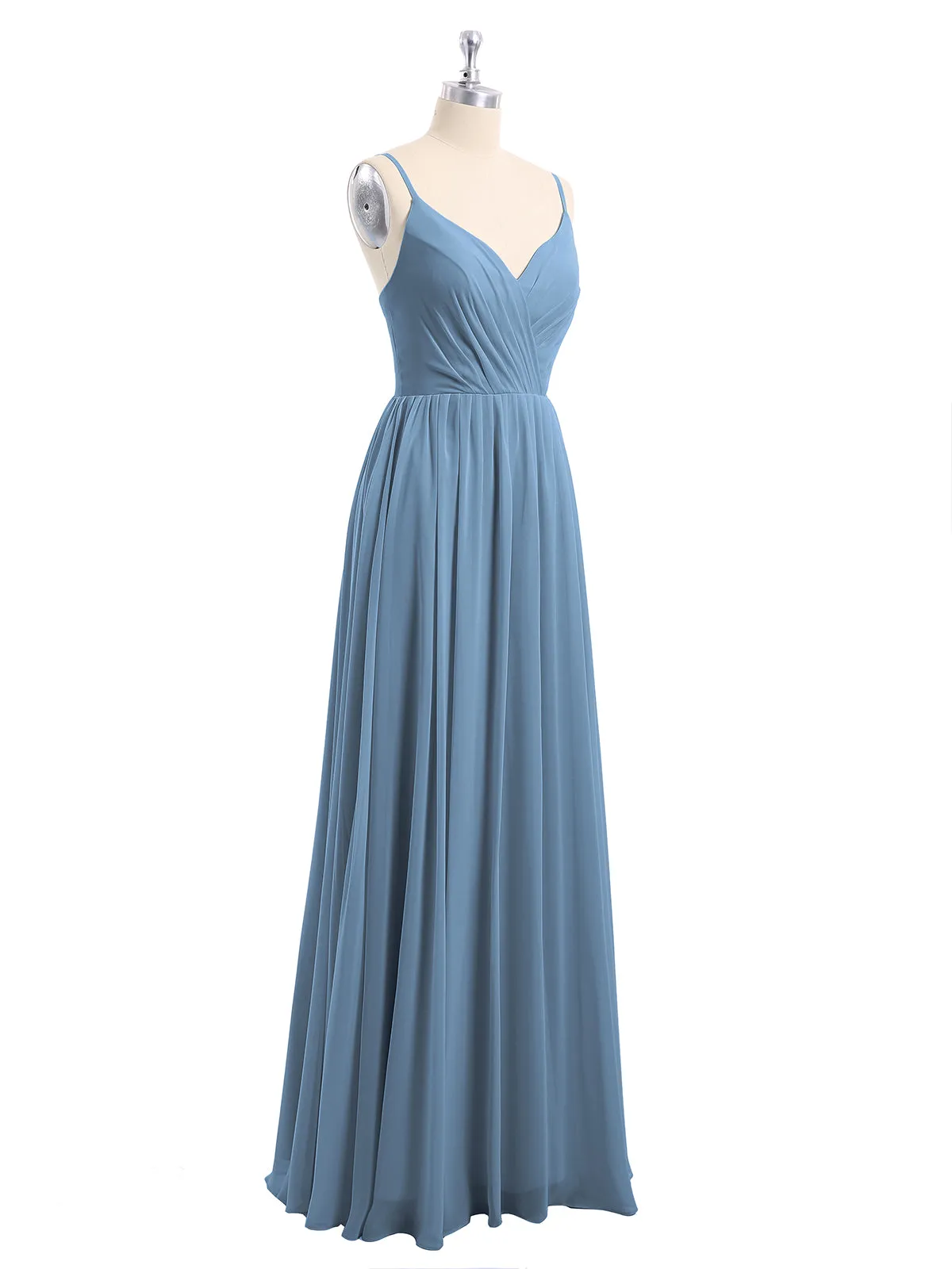 Chiffon Bridesmaid Dresses with Spaghetti Straps-Slate Blue Plus Size
