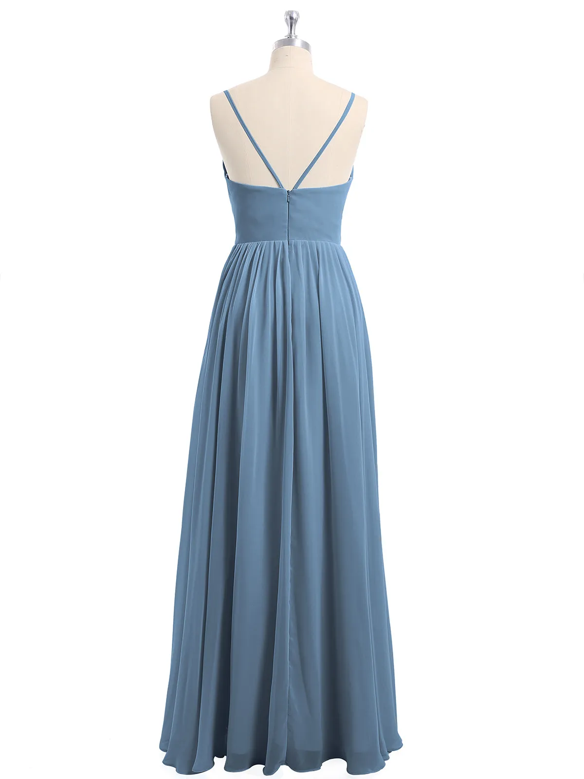 Chiffon Bridesmaid Dresses with Spaghetti Straps-Slate Blue Plus Size