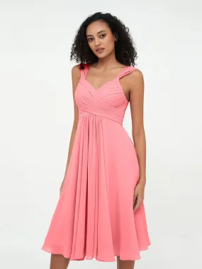 Chiffon Empire Short Dresses with Pockets-Watermelon Plus Size