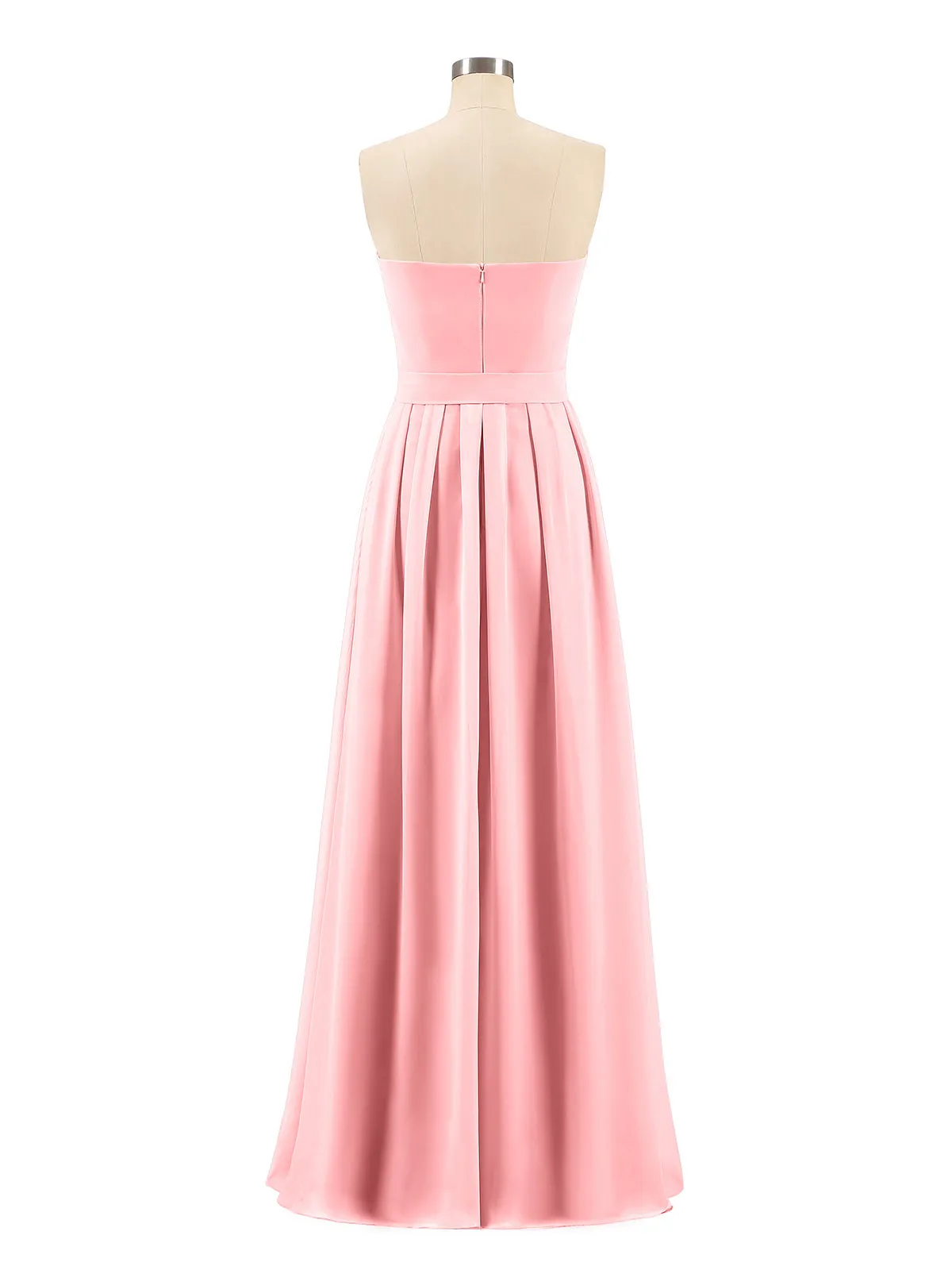 Chiffon Strapless Bridesmaid Gown with Sash-Flamingo Plus Size