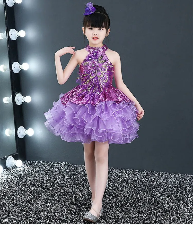 Children Beaded Top Layers Wedding Party Dresses Size 2 To 10 Baby Girls Boat Neck Mini Cupcakes Kids Pageant Dress Ball Gowns