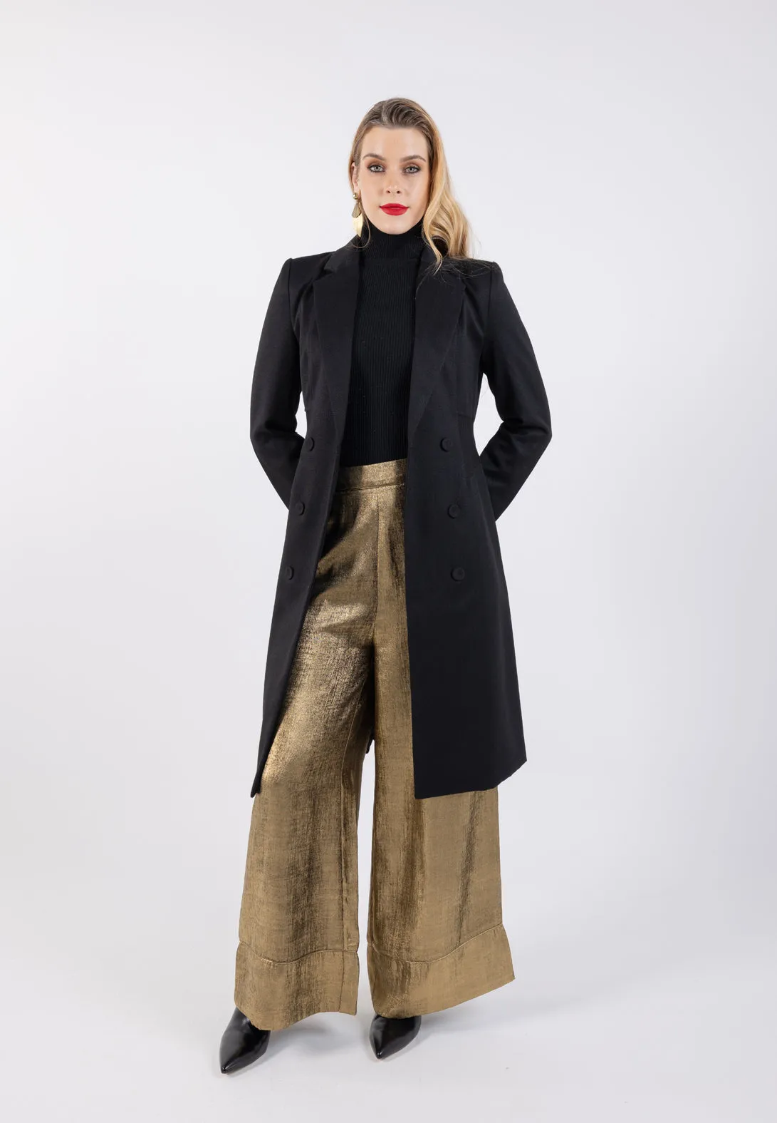 Classic Double-Breasted Long Sleeve Coat