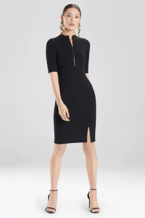 Compact Knit Zipper Front Dress