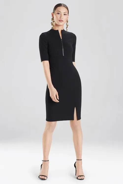 Compact Knit Zipper Front Dress