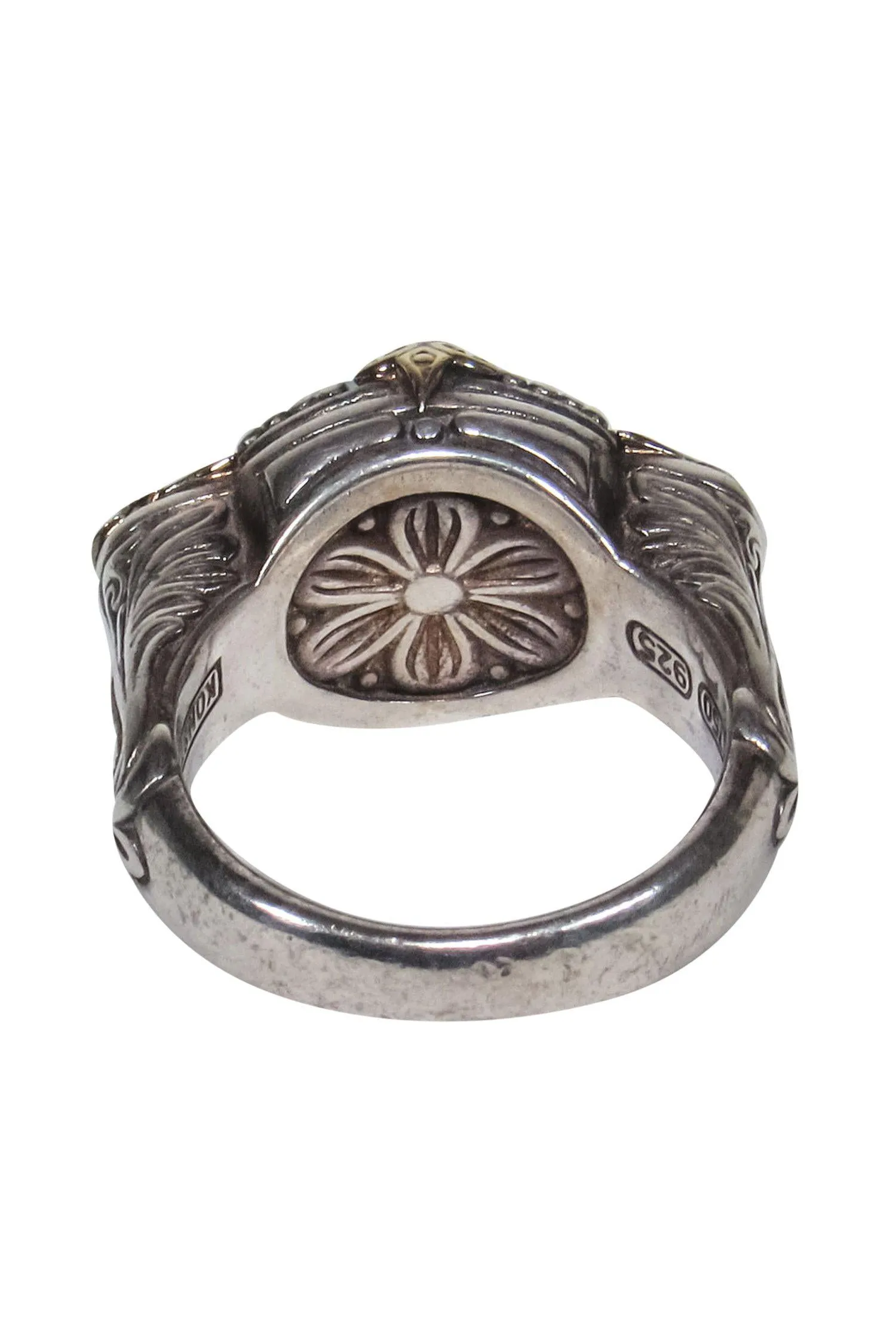 Constantino - Sterling Silver Blue Stone & Rose Ring Sz 7