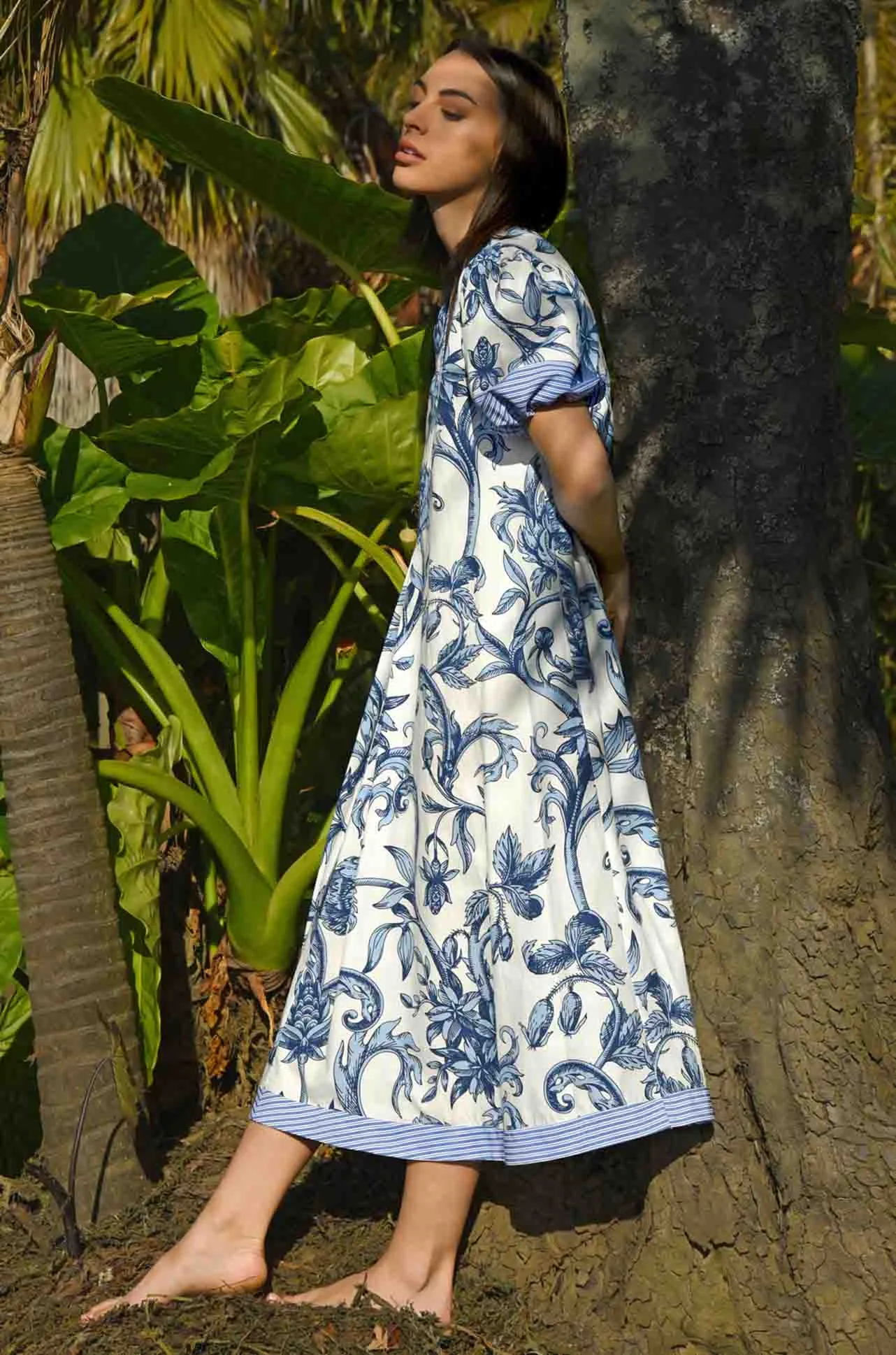 Cooper - You Are Just De-Vine Puff and Ready Dress in White Floral