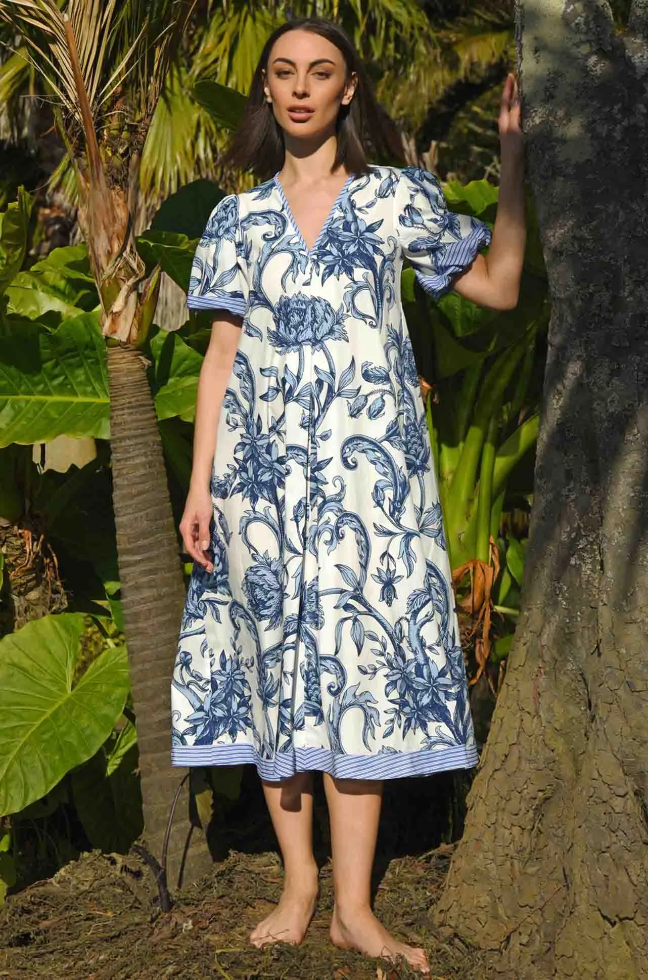 Cooper - You Are Just De-Vine Puff and Ready Dress in White Floral