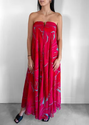 Cult Gaia Janelle Strapless Printed Gown