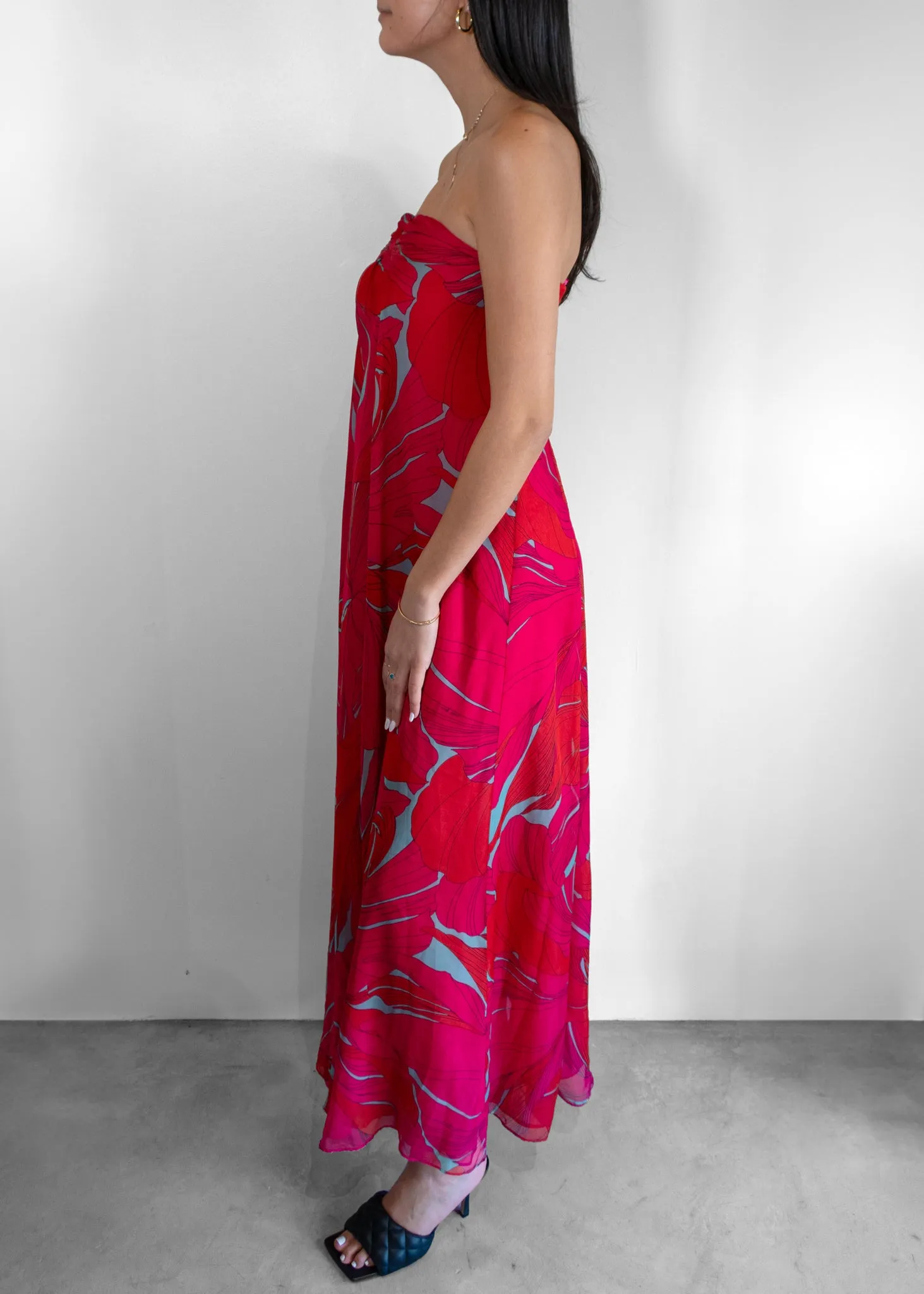 Cult Gaia Janelle Strapless Printed Gown