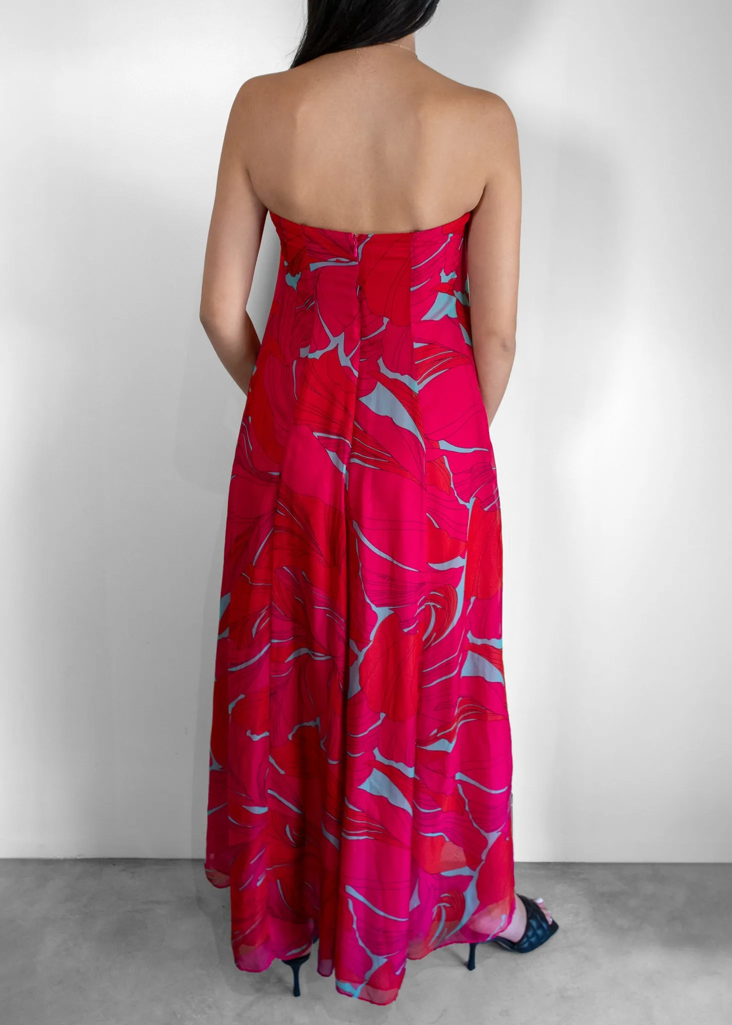 Cult Gaia Janelle Strapless Printed Gown