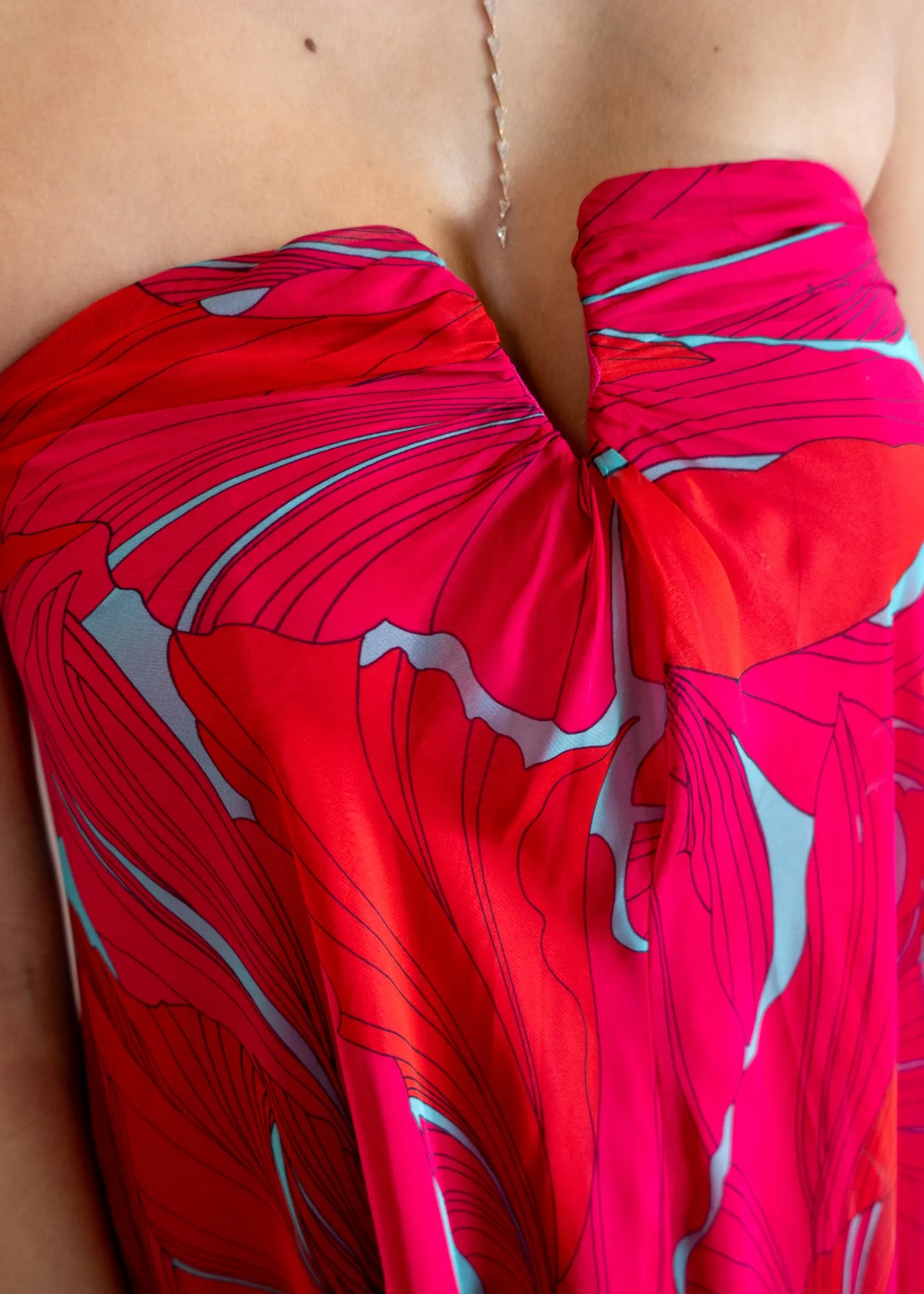 Cult Gaia Janelle Strapless Printed Gown
