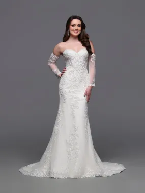 Davinci Bridal 50881 Size 6 Ivory Beaded Lace Wedding Dress long sleeve Corset Bridal Gown Train Mermaid