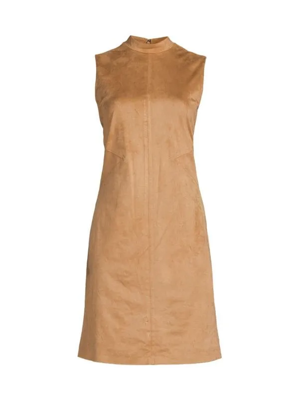 Donna Karan Shift Dress with Stand Collar, Black
